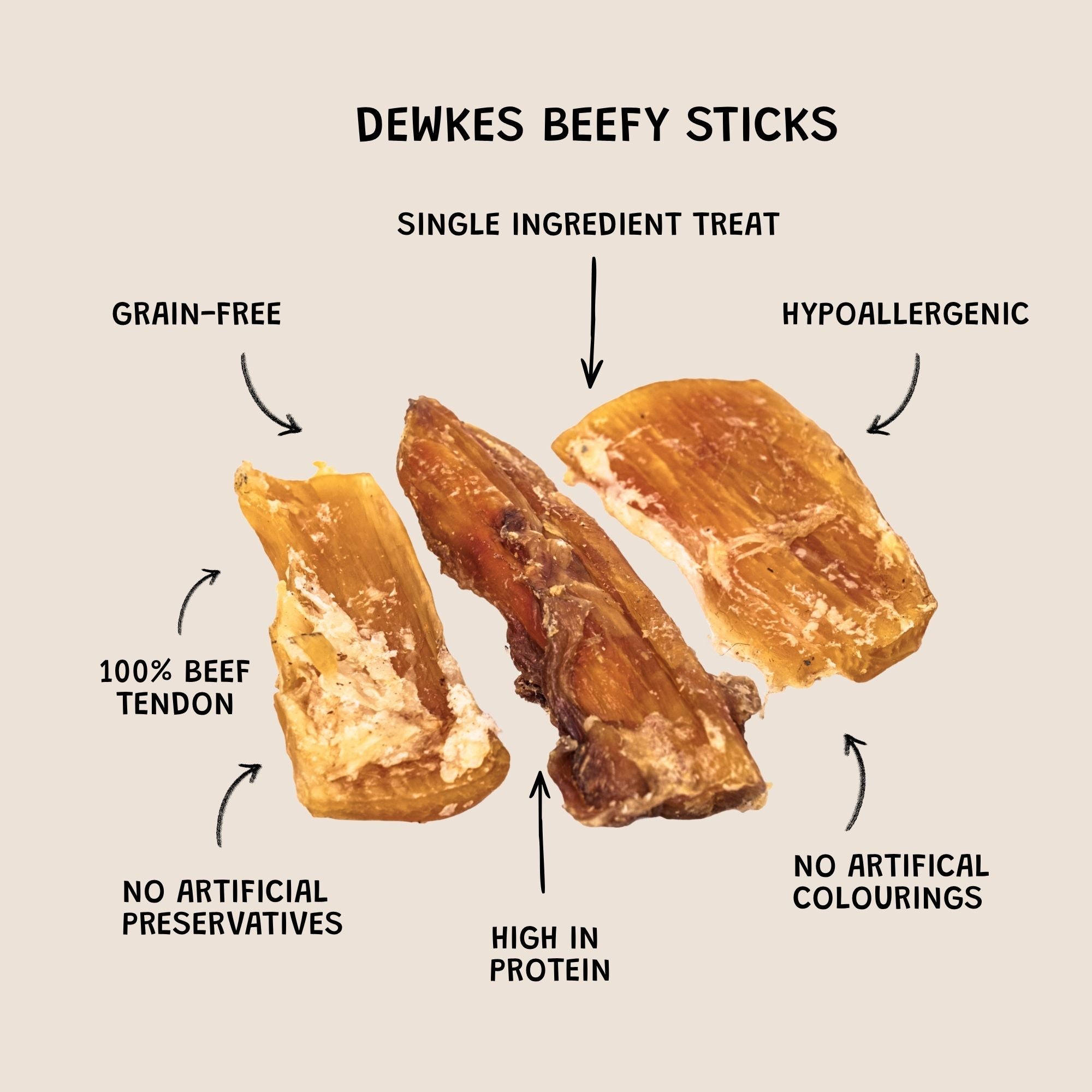 Beefy Sticks Dog Snack - 100% Beef Tendon - 1kg Bulk Pack Trade Pack