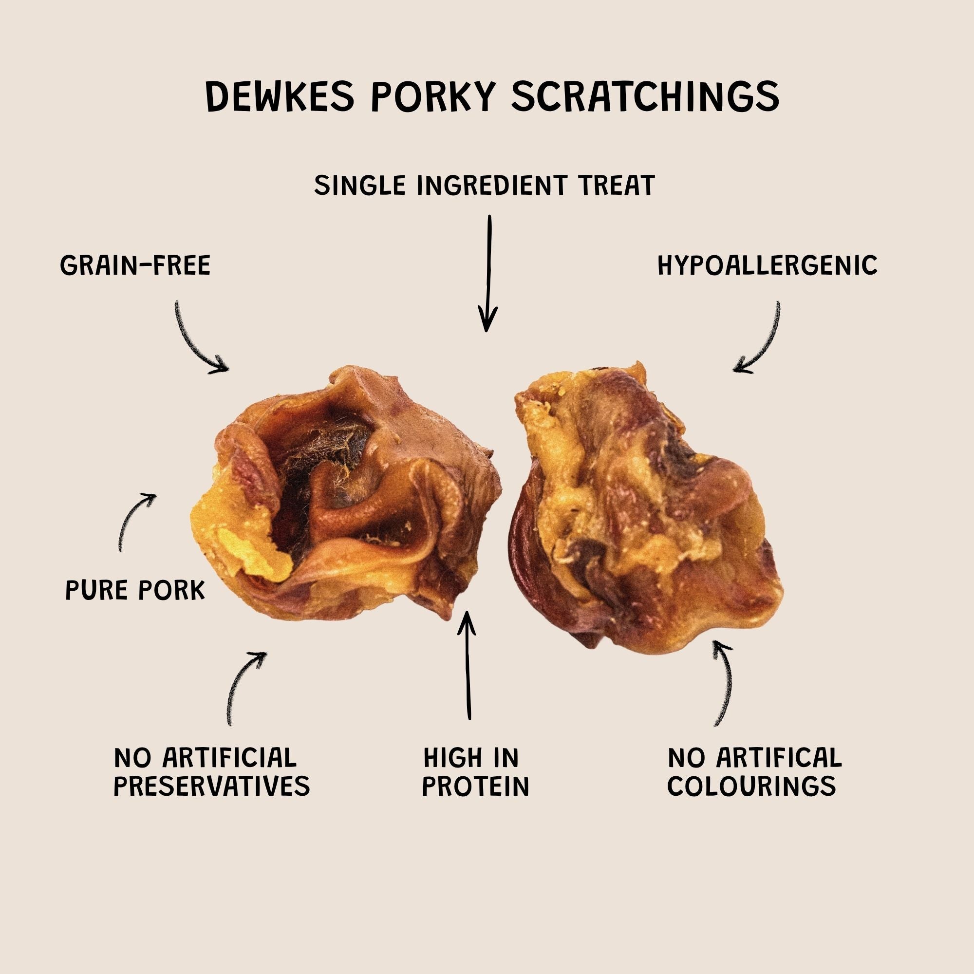 Porky Scratchings Dog Snack - 100% Pork Ear - 1kg Bulk Pack Trade Pack
