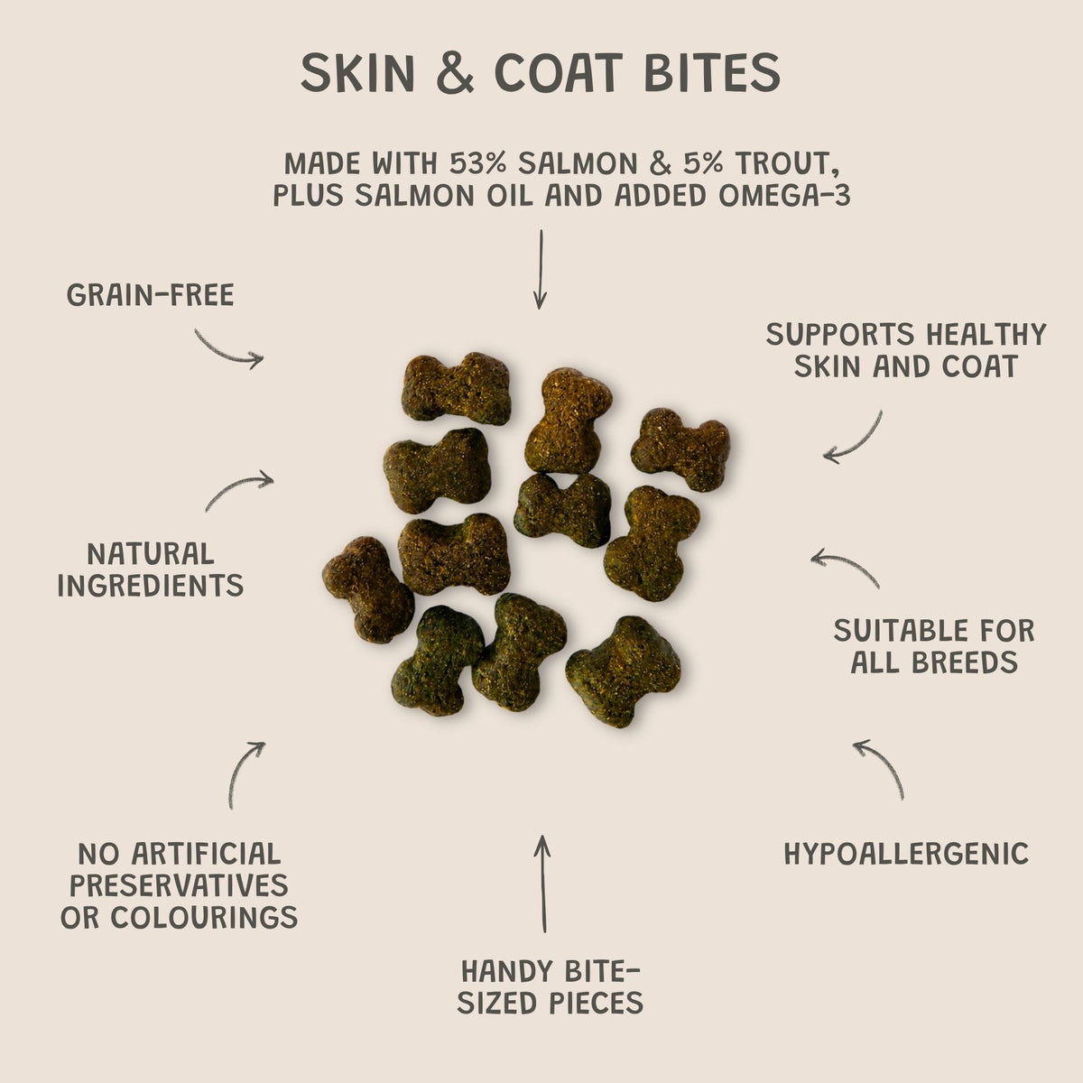 Skin & Coat Bites – Salmon Dog Treats with Omega-3